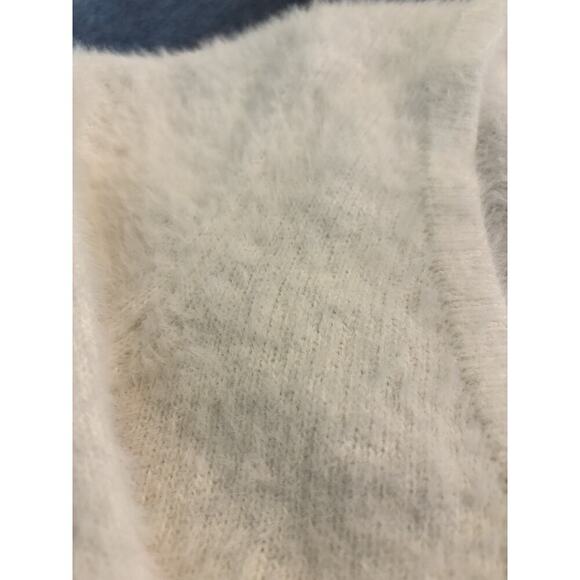 Y2K Little Moss White Fuzzy Crop Sweater Size S - Picture 2 of 4